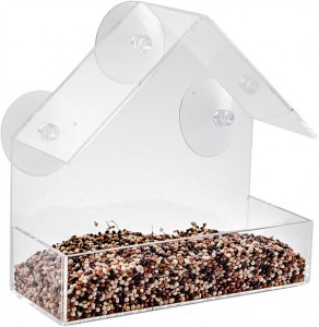 Prozorska hranilica za ptice Ukrasite kućicu pticama Prozirna akrilna plastika s 3 snažne dodatne vakuumske čašice Uključena ideja za ljubitelje prirode
