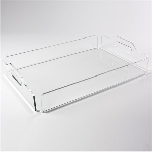 Plexiglass Organizer Food Holder Tray Glass လက်ကိုင်ပါရှိသော အစိမ်းရောင် Lucite Tray