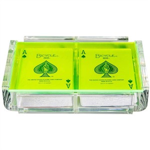 Neon Green Lucite Gift Set Box Set Kartu Bermain Kotak Akrilik
