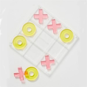 Transparant acryl speelbord en 32 schaakstukken plexiglas geschenkblok
