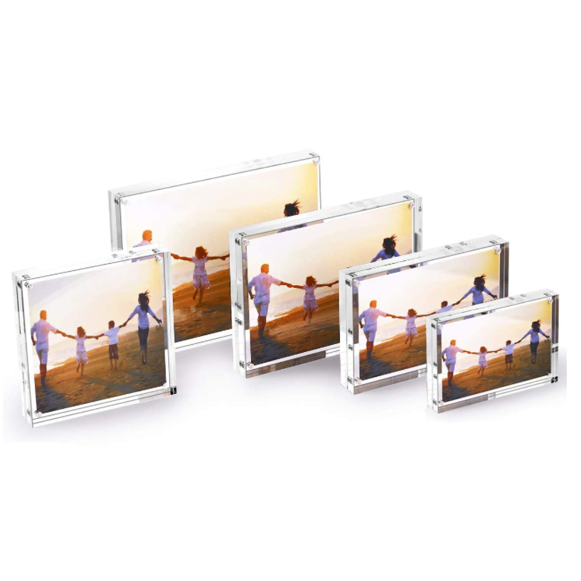 Impression décorative plexiglas protecteur de table clair Double face carré bloc d'image Transparent magnétique acrylique cadre Photo