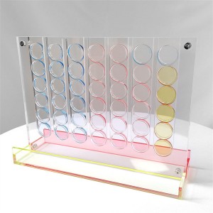 ເກມຍຸດທະສາດ Acrylic Connect 4 Neon Pop Board Game ທີ່ມີສອງສີສຳລັບເດັກນ້ອຍອາຍຸ 6 ປີຂຶ້ນໄປສຳລັບຜູ້ຫຼິ້ນ 2 ຄົນ
