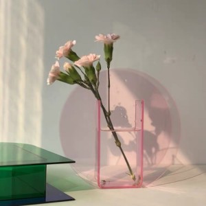 Vaza cu flori de lucite roz transparenta vaza acrilica pentru nunta