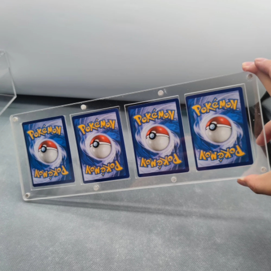 Estuche de almacenamiento de paquete de juego con tapa magnética sin tarjeta Caja de exhibición de refuerzo de tarjetas comerciales de Pokemon de acrílico transparente