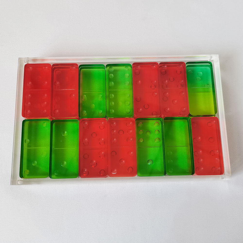 Conjunt de dominó acrílic Lucite transparent d'alta qualitat amb joc de dominó de 28 peces per a regal