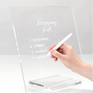 custom wholesale School officium home Kids Record information note tabulas Clear Acrylic Dry Erase Memo Tablet with Base