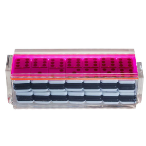 Macem-macem Warna Tampilan Case Plexiglass Domino Set Neon Acrylic Case