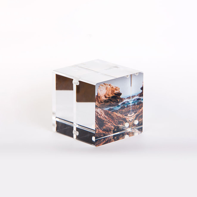 Square Office Decor Plexiglass Cube жылтыратылган 3X3 дюймдук акрил алкагы магниттер менен