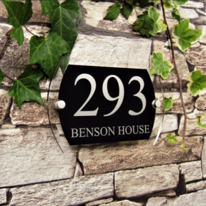 Sinais de endereço de casa bem-vindo ao escritório moderno flutuante personalizados Placas decorativas de número de porta Placa acrílica de sinal de número de casa