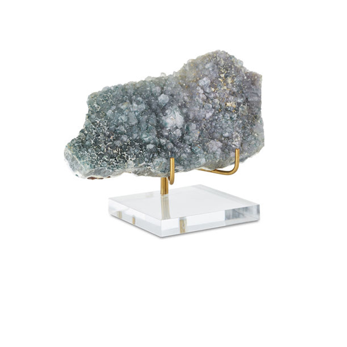 5 × 5 '' Crystal Crystal Gemstones Minerals Display Block Base con ottone
