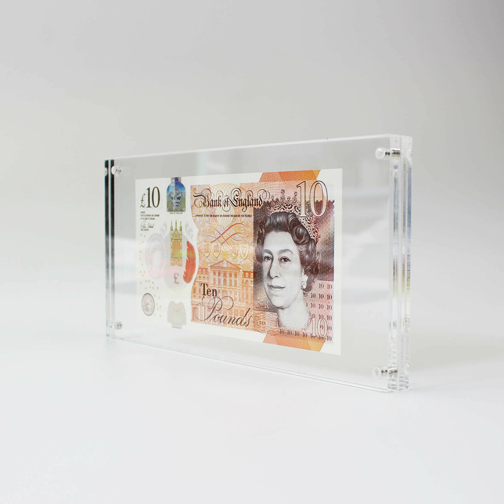 Portamonedas para billetes de banco de fotos de 10 x 20 cm Marco de moneda acrílico transparente con imanes